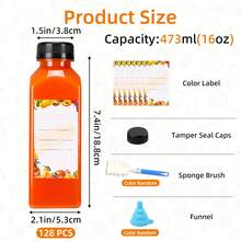 Tomnk 12/36/42/56/128pcs 16oz Plastic Juice Bottles With Caps, Reusable Juicing Bottles, Clear Empty Containers For Drinks, Smoothies And Other Beverages, For Back-To-School Season, Picnics, And Outdoor Activities - 無色 - 查看 14