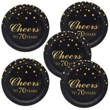 Pandecor 70th Birthday Party Supplies50 PCS Cheers to 70 Years Disposable 7 Inch Paper Plates Dessert Plates for 70 Years Anniversary Party - 70 años - Ver 2