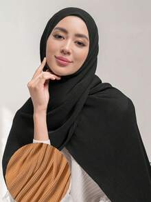 1 buc. Eșarfă hijab musulmană din șifon plisat pentru femei - Multicolor - Vizualizare 8