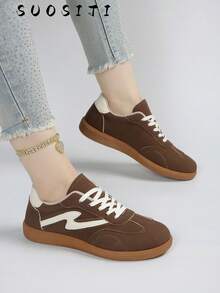 Giày thể thao nữ thời trang, chống trơn trượt, bền, thoải mái và nhẹ. - Màu Khaki - Xem 5
