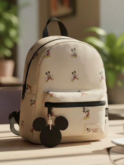 Disney Women's Cartoon Pattern Buckle Design Large Capacity Fashion Backpack
