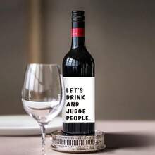 6pcs Funny Wine Bottle Labels, Wine Stickers, Let's Drink And People Watch, Girlfriend Gift, Amusing Wine Labels, Gift For Her, Fun Gift - White - View 3