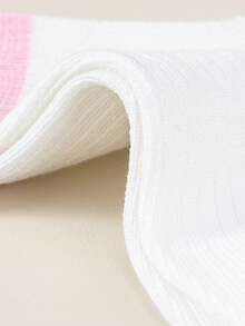 5 Pairs Of Children's Socks With White Striped Numbers 67 Printed Short Socks, Student Style Casual Breathable Short Tube Socks, Mid Tube Socks