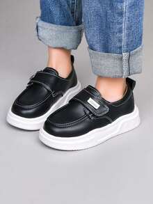 1 Pair Unisex Retro Style Flat Casual Sneakers, Non-Slip Durable Toddler Walking Shoes, Fashion Versatile Children Canvas Shoes, Suitable For Spring, Summer, Autumn, Winter - Black - View 8