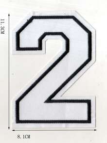 1pc Large White Embroidered 0-9 Number Clothing Patch, Number Badge Applique For DIY Clothing, Jackets, Coats, Ironing Patch - Apricot - View 31