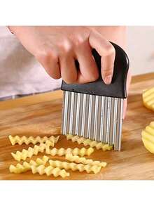 1pc Stainless Steel Wavy Slicer Knife, Wavy Blade, No Electricity Needed, Kitchen Tool, Suitable For Cutting Fries, Potatoes, Fruits, Vegetables, Salads, Carrots, Etc. - Metal Wavy Slicer Knife - Multicolor - View 10