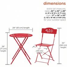 Conjunto de mesa y sillas plegablesAlpine Corporation Juego de Bistró de 3 Piezas para Interiores/Exteriores con Mesa y Sillas Plegables Asientos de Patio Rojo - ROJO - Ver 2