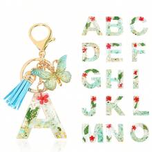1pc Handmade Crystal Resin Butterfly & Letter Keychain, Tassel Keyring, Small Gift For Wedding, Birthday, Baby Shower, Travel Souvenir, Graduation, Housewarming, Party (5 Styles Available) - Multicolor - View 2