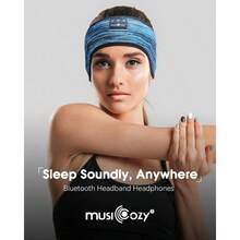 MUSICOZY - Auriculares deportivos con Bluetooth 5.4 para dormir auriculares inalámbricos para dormir de lado máscara de ojos para mujeres y hombres entrenamiento correr regalos únicos - Azul - Ver 5