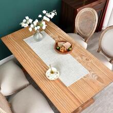 Camino de mesa rústico de lino sintético rústico de doble capa reversible para uso diario cocina comedor banquete día festivo 13 x 36 pulgadas - Beige Neutro - Ver 2