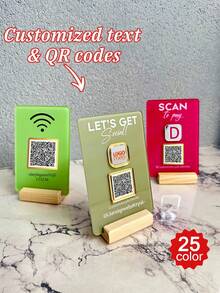 Customized Social Media QR Code Logo, Acrylic Logo, With Wooden Base, Miniature QR Code Logo, Beautiful Logo, Business Logo, Payment Logo, Beauty Salon Logo - Multicolor - View 2