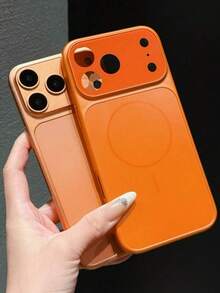 Minimalist Fashion Matte Back Cover Large Window Phone Protective Case, Magnetic Wireless Charging Compatible With IPhone 17, 17 Pro, 17 Pro Max, Air - Orange - Orange - View 6