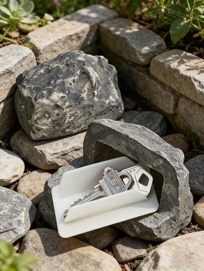 1Pc Realistic Key Hideout Hidden In Outdoor Courtyard, Simulated Small Stone Decoration In Front Of The Key Box, Suitable, And For People Who Easily Forget To Bring Their Keys When Going Out