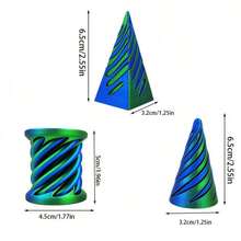 3pcs "Impossible Cone" Series - 3D Printed Spiral Optical Illusion Decor, Featuring Colorful Gradient Design, Durable Plastic Material, Indoor/Outdoor Decoration, New Year Gift, Daily Gift, Valentine's Day Gift, Color Changing Design, Exquisite 3D Sculpture, Desktop Decoration, Visual Illusion, Mini Pyramid, Lightweight Miniature Statue, Must-Have Item For Stress Relief Enthusiasts. - Multicolor - View 10