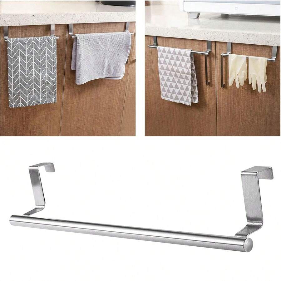 NETONBOX.COM Acero Inoxidable Plateado Toallero Porta Trapos Sin Taladro 23cm Puerta - Plateado - Ver 1