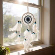 Navy Blue Dreamcatcher Hanging Decor, Small Size Series Devil's Eye Car Decoration - White - View 9