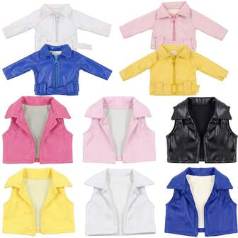 18-Inch American Girl Doll Accessories - Black Leather Jacket Vest Outfit