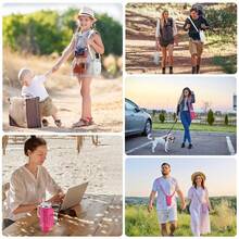 Funda Ajustable para Termo con Correa de Hombro y Doble Bolsillo de Almacenamiento - Manga Aislante de Caucho de Cloropreno para Termos de 30oz y 40oz, Ideal para Deportes y Actividades al Aire Libre - Negro - Ver 7