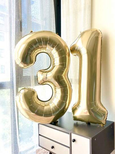 1pc - 40 Inch Light Gold Number Balloon, Large Size Giant Polyester Film Helium Champagne Gold Balloon, Suitable For Birthday Party, Graduation Ceremony, Anniversary, Party Decoration, Party Celebration, Photo Shoot, Platinum Theme Balloon