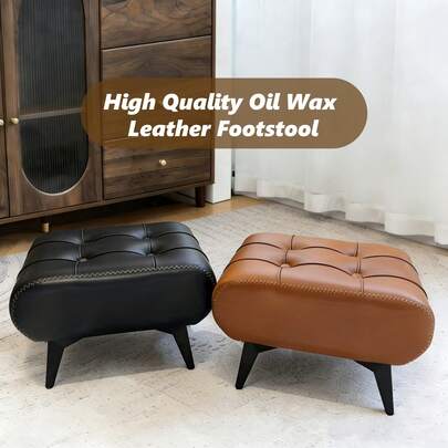 High Quality Leather Padded Footstool,Low-Allergy Soft Padded Entryway Stool Bench With Cushioned Suitable For Living Rooms, Corridors, Foyers, Entrance, Bedroom, Home Decor Furniture, Furniture For Home.