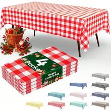 misaya - Juego de 4 manteles desechables de búfalo de 54 x 108 pulgadas manteles rectangulares de plástico a cuadros rojos y blancos para picnic cumpleaños fiesta - Rojo y blanco - Ver 1