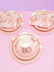 10个/20个/50个/80个玫瑰金甜美16岁生日派对纸盘、纸杯和餐巾纸餐具套装，16岁生日派对装饰，16岁一次性蛋糕甜点餐具套装，适合女孩女士生日派对用品。 - 彩色 - 查看 5