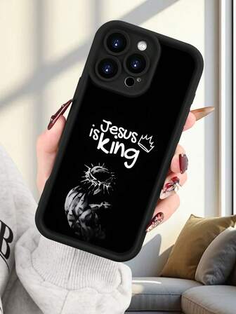 1 adet Siyah Beyaz Grafik Desenli Şık Dini İnanç Temalı Yumuşak Silikon Koruyucu Telefon Kılıfı, Arkadaşlar, Aile, Çiftler ve Kendiniz İçin Hediye Olarak Uygundur, 17/16/15/14/13/12/11/Pro/ProMax/X/XR/XS/XSMAX/7/8/PLUS ve Modelleriyle Uyumludur