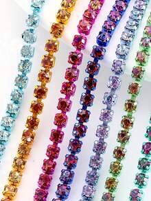 177.17/359.84 Inch Length, 2/3mm Width Sewing Glass Rhinestone Chain For Clothing Accessories, Bag And Shoe Home Decoration DIY - Multicolor - View 6