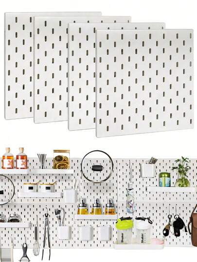 1 stuk wit pegboard, Skadis pegboard, pegboard accessoires, antislip ontwerp, ruimtebesparend displayrek en praktisch opbergrek, pegboard accessoires, pegboard doos/bak/haken, pegboard haakcombinatie, pegboard komhaken, gereedschapsrek, kamerdecoratie, keukenbenodigdheden, kantoor, studio, garage, werkbank, keuken, slaapkamer, kantooraccessoire organizer