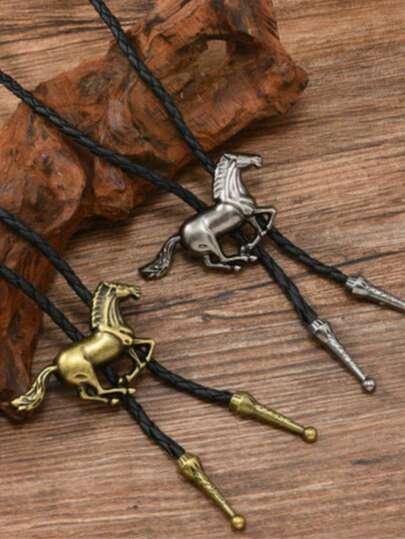 1件波西米亚极简西部牛仔复古创意奔马吊坠项链，欧美跨界风格