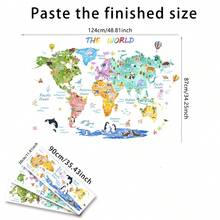 A Set Of Three (11.81*35.43inch*3pcs) English THE WORLD Animal Distribution Decorative Pictures Bedroom Decoration Stickers (MS7113)