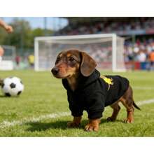 1件宠物狗连帽衫，秋冬季狗狗服装，带保暖内衬，适合腊肠犬、贵宾犬、柯基犬等犬种外出穿着 - 黑色 - 查看 5