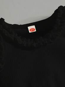 两件套时尚少女休闲无袖上衣+铆钉牛仔裙裤套装 - 黑色 - 查看 3