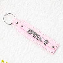 Custom Rhinestone Name Keychain, Personalized Leather Car Accessory, Letter Keychain, Backpack Charm - Multicolor - View 18