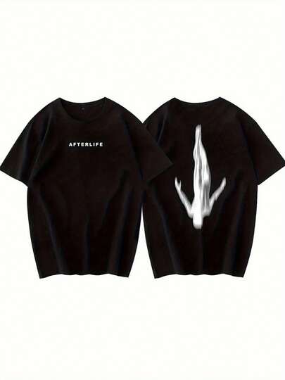 Camiseta gráfica Top 100 de AFTERLIFE & DJ Anyma para hombres - Ropa de productor musical, diseño inspirado en DJ con impresión del logo Soundwave, ajuste holgado para uso casual y de club, camiseta lavable a máquina para fanáticos de EDM y entusiastas de la música - Camiseta negra de cuello redondo y manga corta con logo blanco estilizado, adecuada para uso en todas las estaciones, ajuste relajado para amantes de la música y noches de club