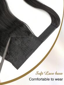 nimoki 18 Inch Heat Resistant Wavy Synthetic Fiber Ponytail Extension With Hook And Loop, Everyday Wear, Wrap-Around Ponytail Wig (Brown-Black) - Black - View 6