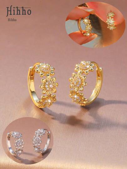 1 Pair Elegant Vintage Boho Sunflower Pendant Earrings, Creative Design Suitable For Beautiful Ladies, Decorative And Daily/Festival Accessories, Fashion Jewelry