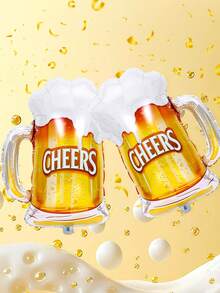 2pcs Celebration Wine Glass Balloons, Wine Bottle & Wine Glass Shaped Foil Balloons, Suitable For Birthday Party Decoration, Beer Festival Birthday Party Balloons, Wedding Party Balloons, Bar - Multicolor - View 1