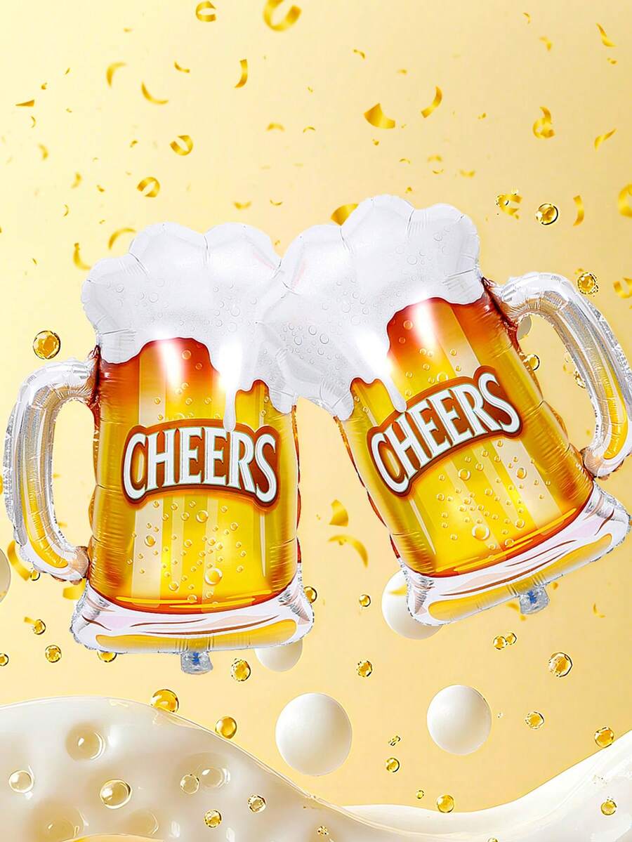 2pcs Celebration Wine Glass Balloons, Wine Bottle & Wine Glass Shaped Foil Balloons, Suitable For Birthday Party Decoration, Beer Festival Birthday Party Balloons, Wedding Party Balloons, Bar - Multicolor - View 1