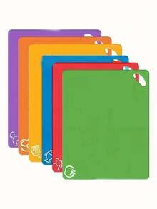 Bộ 1/6/12 thớt nhựa, thớt dày và dẻo, thớt chống trượt với họa tiết thực phẩm nhiều màu sắc và tay cầm dễ cầm nắm, đồ dùng nhà bếp, phụ kiện nhà bếp ký túc xá. - Nhiều màu - Xem 2