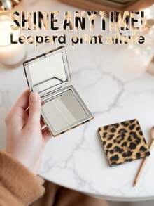 1pc Leopard Print Double-Sided Compact Makeup Mirror, Portable Pocket Mirror With Classic Animal Pattern Design, Suitable For Travel And Daily Use - Multicolor - View 3