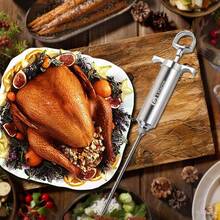 Stainless Steel Meat Injector Syringe Kit With 4 Marinade Needles For BBQ Grill Smoker, Gifts For Men Dad Husband In Thanksgiving Christmas Day, 2-Oz Large Capacity, Both Paper User Manual And E-Book Recipe - 預設 - 查看 6