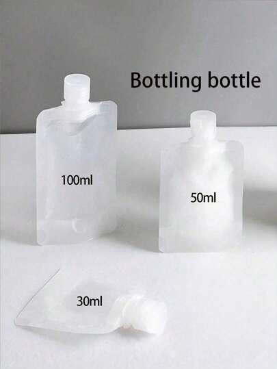 3 st [Bärbar reseväska] 3 st bärbara, återfyllningsbara, platta reseväskor i plast, för schampo, balsam, lotion och smink, med flytande dispenserpåsar för kosmetika och toalettartiklar, läckagesäker