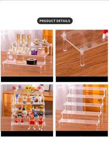 1 قطعة حامل عرض درج أكريليك، حامل عرض أكريليك شفاف من طبقة واحدة إلى 5 طبقات، منظم مستحضرات التجميل، حامل عطور أكريليك، حامل عرض شكل شبه منحرف، حامل عرض تخزين منزلي، حامل عرض للمجوهرات ومستحضرات التجميل، منظم متعدد الطبقات حامل عرض شفاف - شفاف - مشاهدة 2