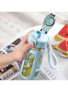 1个700毫升时尚简约便携运动水壶，带防震盖，耐热防摔，适用于家庭、办公室、户外旅行、露营、返校等场合。 - 彩色 - 查看 4