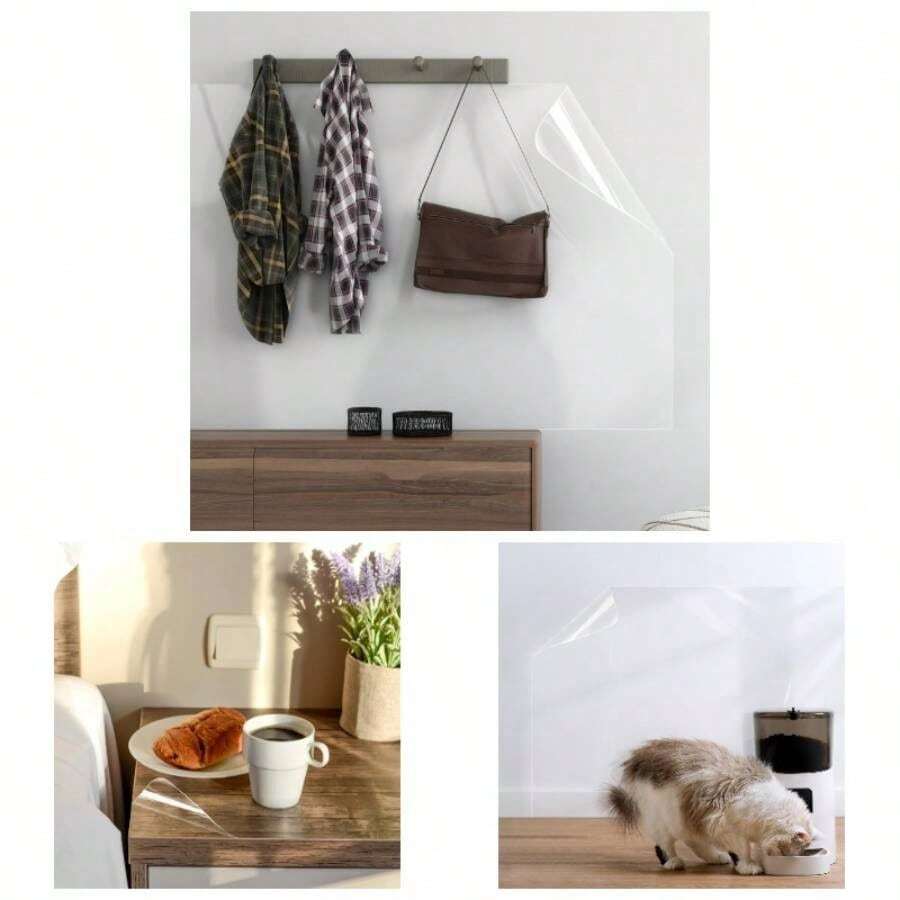 Contact Paper Kitchen Oil Proof Waterproof Self Adhesive Vinyl Film High Temperature Resistant Transparent Removable Paper Kitchen Backsplash Protector 17.7In*118In - Rộng 17,7" x Dài 118" + Trong suốt - Xem 1