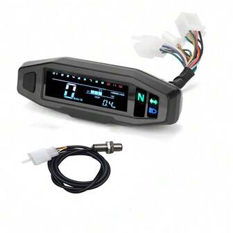 Velocímetro digital LCD universal, odómetro, tacómetro, indicador de combustible, indicador de giro, adecuado para accesorios de motocicleta