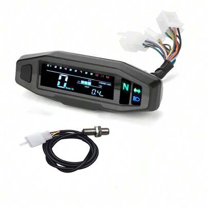 通用液晶数字摩托车速度表里程表转速表燃油表转向灯指示器，适用于摩托车配件