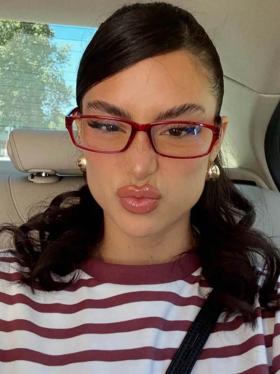 1 Pair Small Rectangular Fashionable Eyeglasses Frame, Transparent Eyeglasses Frame, Retro Personalized Versatile Super Lightweight Comfortable Red Transparent Eyeglasses Frame