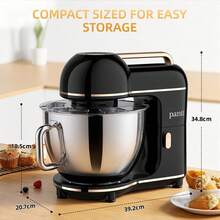 Stand Mixer, 6.5 Quart 300W Heavy-Duty Electric Mixing Machine With 10-Speed, Dough Hook, Flat Beater, Wire Whisk & Splash Guard - Bowl Suitable For, Cake, Cookie Dough, Whipping, Egg Beater - Ideal For Home & Families - 黑色 - 查看 7